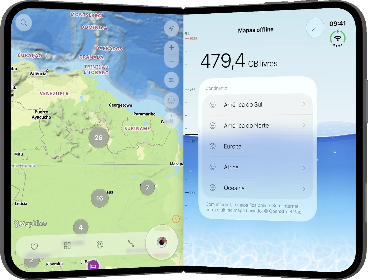 Mapas offline no app aberto