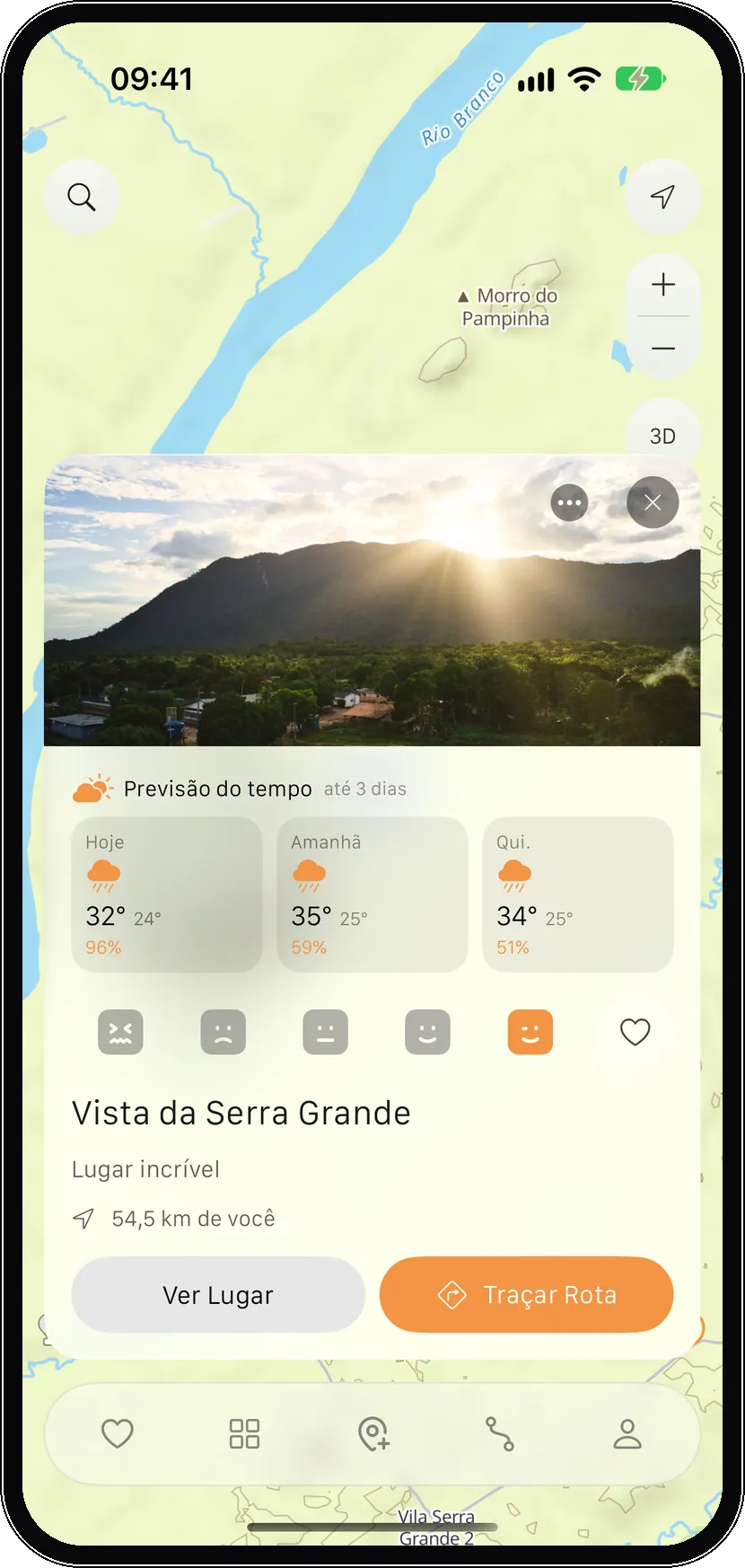 Card do lugar com previsão do tempo